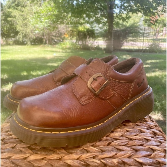 Dr. Martens 3A78 Brown Grizzly Leather Monk Strap Y2K Chunky Y2K Platform Oxford - Picture 4 of 10